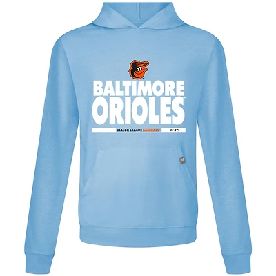 Men's Levelwear Light Blue Baltimore Orioles Relay Center Stage Long Sleeve Hooded T-Shirt