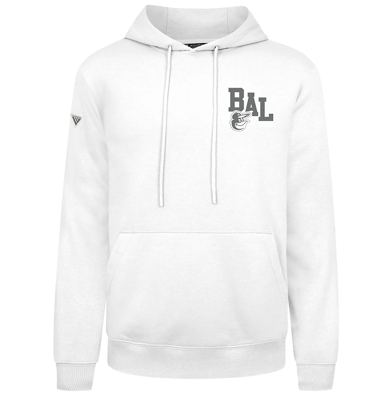 Men's Levelwear White Baltimore Orioles Podium Grain Pullover Hoodie