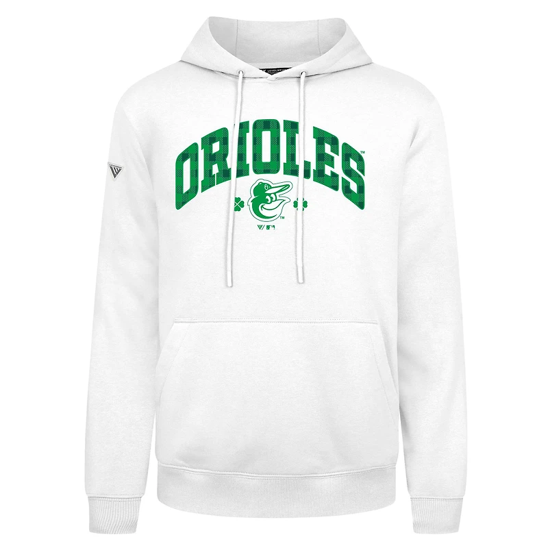 Sweat à capuche carreaux Podium de la Saint-Patrick des Orioles Baltimore blanc Levelwear pour homme