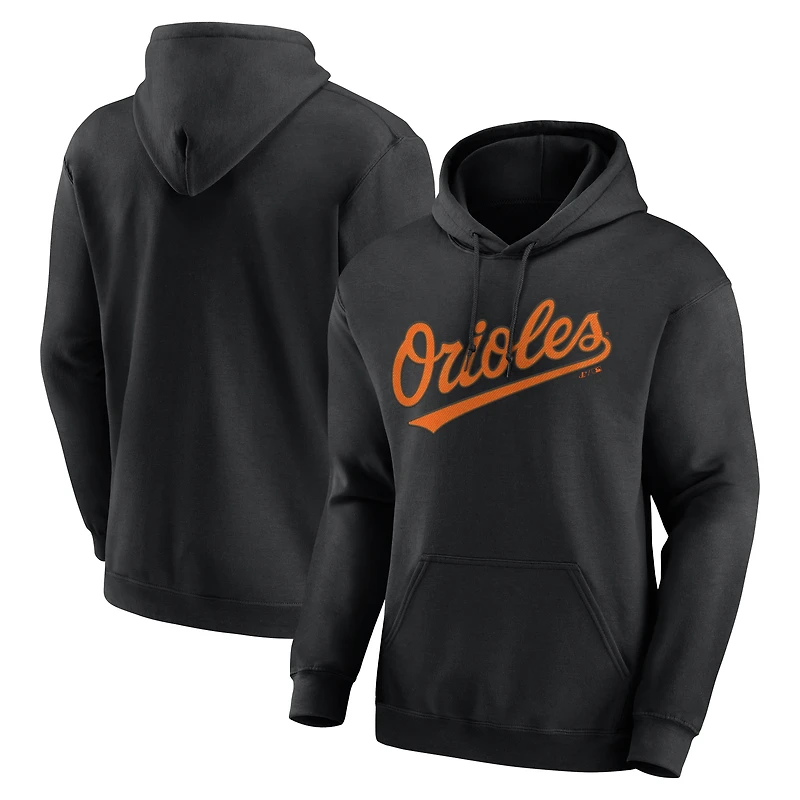 Men's Logo Athletic Black Baltimore Orioles Wordmark Hoodie