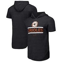 T-shirt à capuche en trois mélanges Majestic Threads pour hommes, noir, Baltimore Orioles