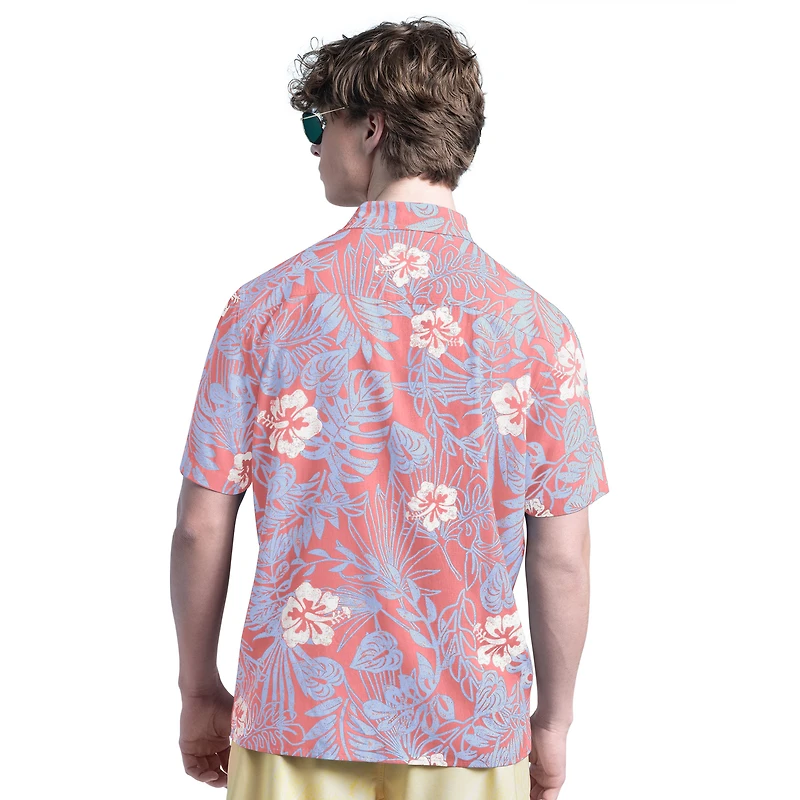Chemise boutonnée de fête Palm Shade Coral Baltimore Orioles pour homme Margaritaville