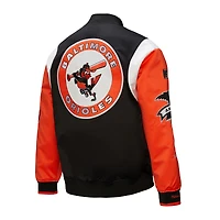 Men's Mitchell & Ness Black/Orange Baltimore Orioles Cooperstown Collection Team Origins Satin Full-Snap Jacket