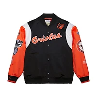 Men's Mitchell & Ness Black/Orange Baltimore Orioles Cooperstown Collection Team Origins Satin Full-Snap Jacket