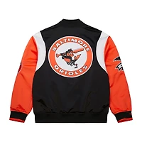 Men's Mitchell & Ness Black/Orange Baltimore Orioles Cooperstown Collection Team Origins Satin Full-Snap Jacket