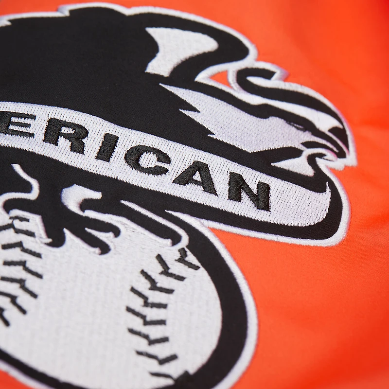 Men's Mitchell & Ness Black/Orange Baltimore Orioles Cooperstown Collection Team Origins Satin Full-Snap Jacket