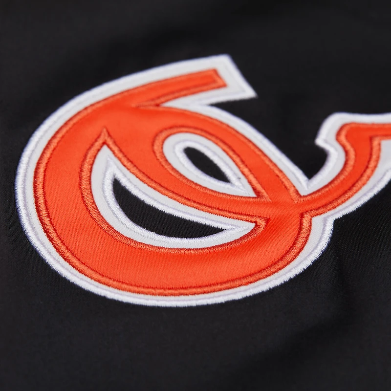 Men's Mitchell & Ness Black/Orange Baltimore Orioles Cooperstown Collection Team Origins Satin Full-Snap Jacket