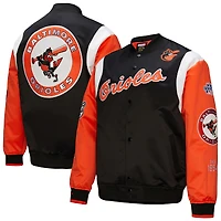 Men's Mitchell & Ness Black/Orange Baltimore Orioles Cooperstown Collection Team Origins Satin Full-Snap Jacket