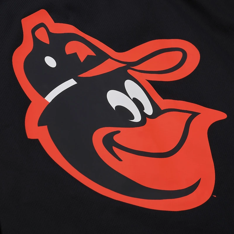 Veste d'entraîneur à capuche Mitchell & Ness noire pour homme, modèle Baltimore Orioles, fermeture boutons-pression.