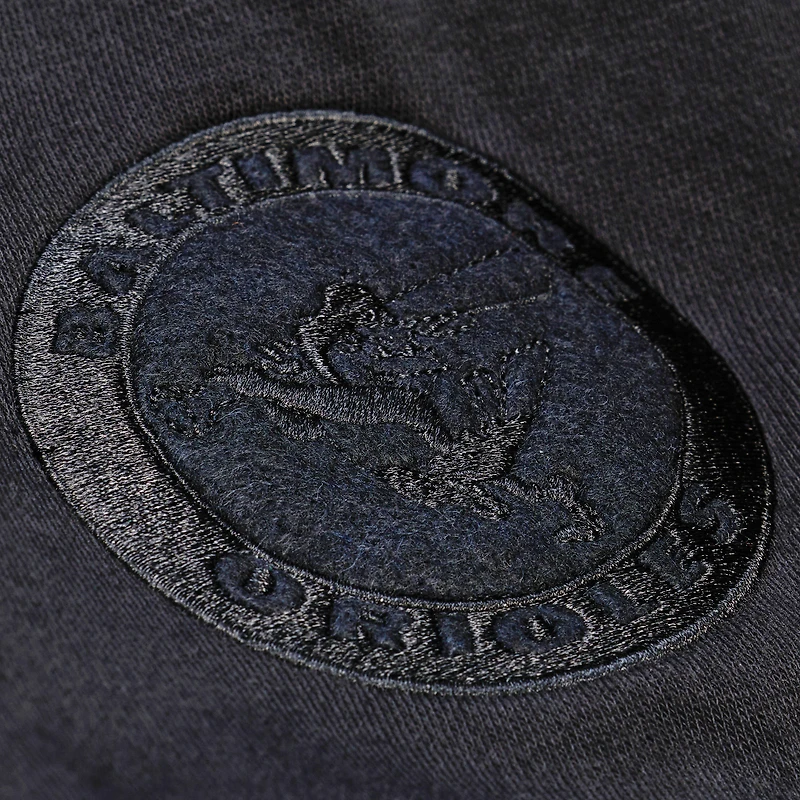 Men's Mitchell & Ness Black Baltimore Orioles Phantom Fleece Crewneck Sweatshirt