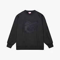 Men's Mitchell & Ness  Black Baltimore Orioles Phantom Fleece Crewneck Sweatshirt
