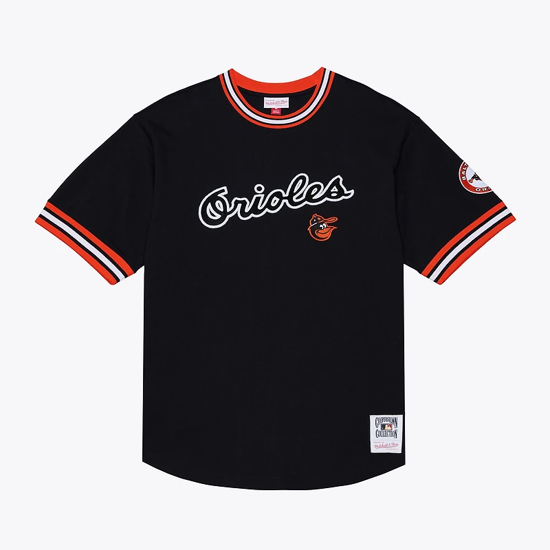T-shirt Mitchell & Ness noir Baltimore Orioles Wild Pitch Ringer pour homme