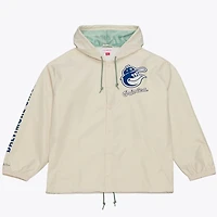 Men's Mitchell & Ness Cal Ripken Jr. Cream Baltimore Orioles Full-Snap Yacht Rock Name Number Hooded Coach's Jacket