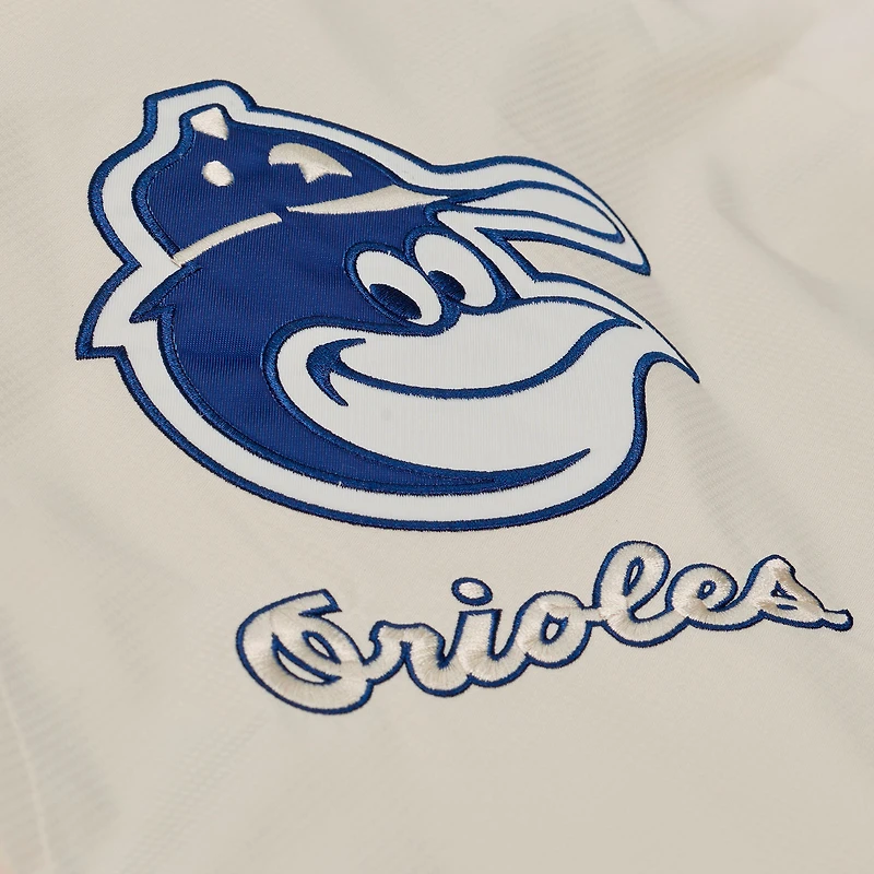 Men's Mitchell & Ness Cal Ripken Jr. Cream Baltimore Orioles Full-Snap Yacht Rock Name Number Hooded Coach's Jacket