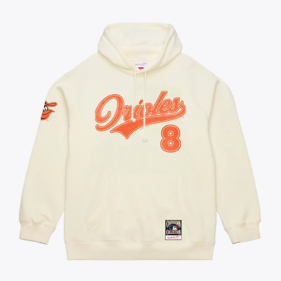 Men's Mitchell & Ness Cal Ripken Jr. Cream Baltimore Orioles Throwback Name Number Hoodie