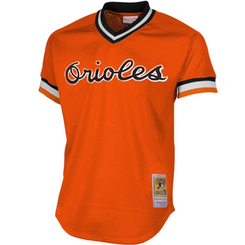 Maillot d'entraînement de frappeur en maille authentique la collection Cooperstown 1988 des Orioles Baltimore Mitchell & Ness Cal Ripken Jr Orange pour homme
