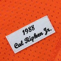 Maillot d'entraînement de frappeur en maille authentique la collection Cooperstown 1988 des Orioles Baltimore Mitchell & Ness Cal Ripken Jr Orange pour homme