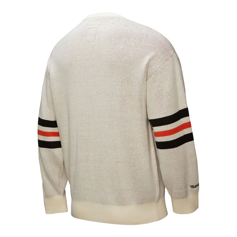 Men's Mitchell & Ness Cream Baltimore Orioles Retro Pullover Sweater