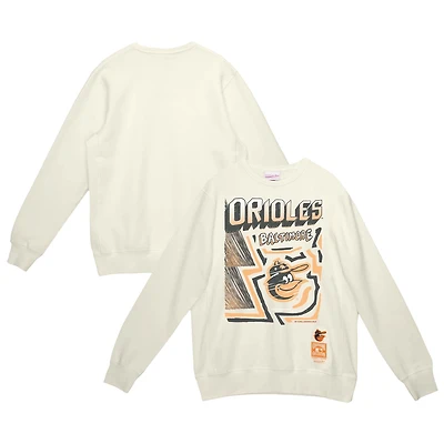 Sweat à capuche Sidewalk Sketch crème pour homme Mitchell & Ness Baltimore Orioles