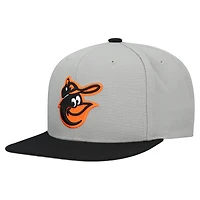 Casquette snapback basique Mitchell & Ness grise pour homme, collection Cooperstown, Baltimore Orioles