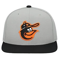 Casquette snapback basique Mitchell & Ness grise pour homme, collection Cooperstown, Baltimore Orioles