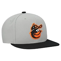 Casquette snapback basique Mitchell & Ness grise pour homme, collection Cooperstown, Baltimore Orioles