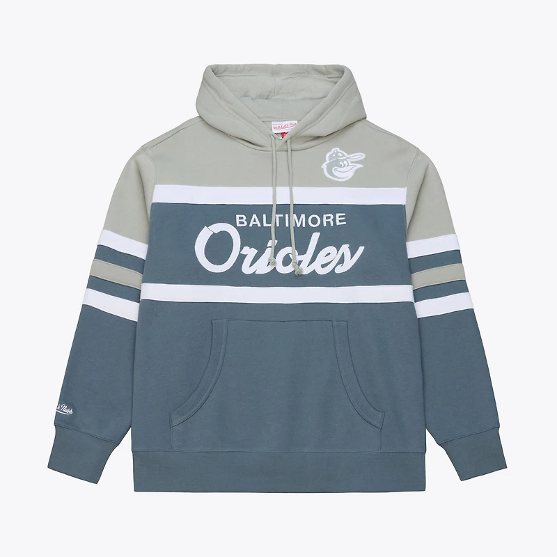 Men's Mitchell & Ness Gray Baltimore Orioles Cooperstown Collection Thunderstorm Head Coach Hoodie
