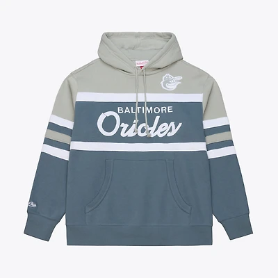 Men's Mitchell & Ness Gray Baltimore Orioles Cooperstown Collection Thunderstorm Head Coach Hoodie