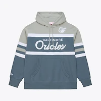 Men's Mitchell & Ness  Gray Baltimore Orioles Cooperstown Collection Thunderstorm Head Coach Hoodie