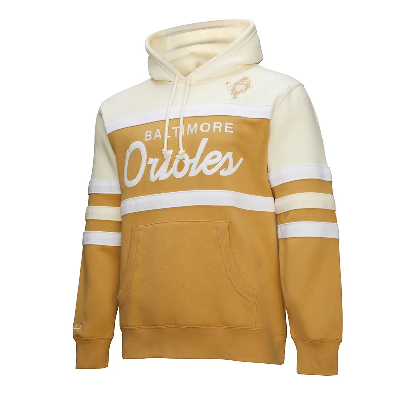 Men's Mitchell & Ness Tan/Cream Baltimore Orioles Head Coach Pullover Hoodie
