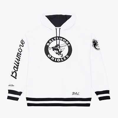 Sweat à capuche en polaire Mitchell & Ness blanc Baltimore Orioles Cooperstown Collection pour homme