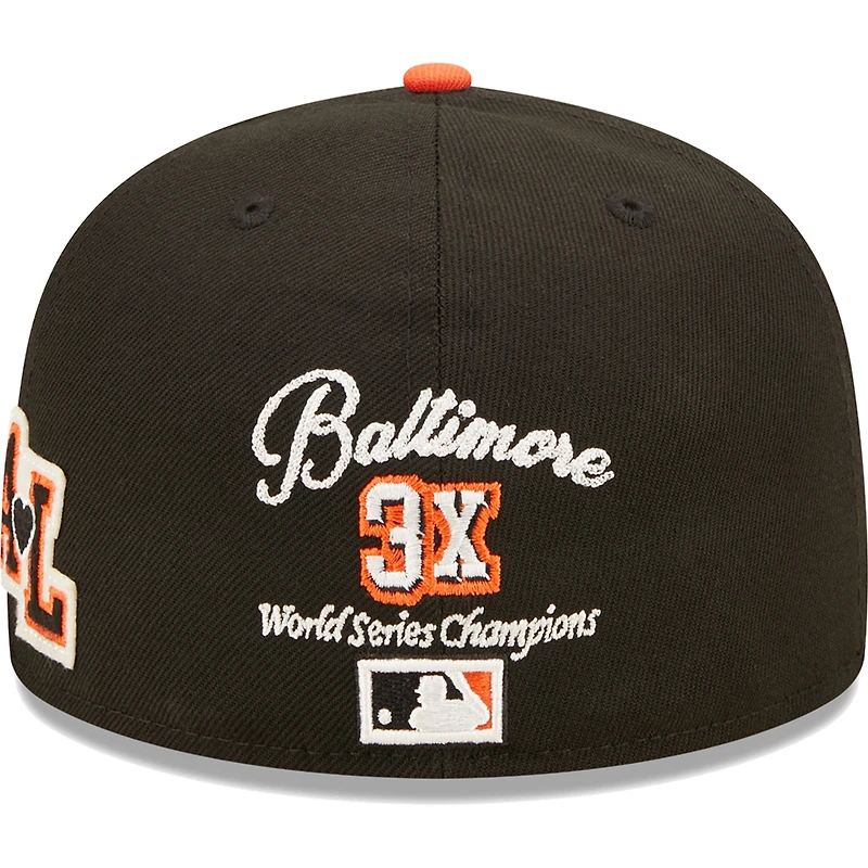 Men's New Era Black/Orange Baltimore Orioles 1983 World Series Champions  Letterman 59FIFTY Fitted Hat