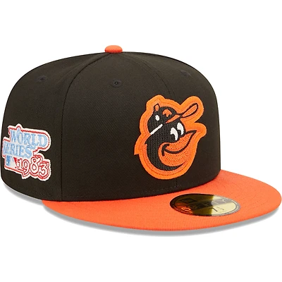 Men's New Era Black/Orange Baltimore Orioles 1983 World Series Champions  Letterman 59FIFTY Fitted Hat