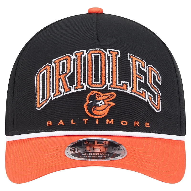 Casquette ajustable Arch 9FORTY A-Frame M-Crown noire/orange New Era pour homme des Baltimore Orioles