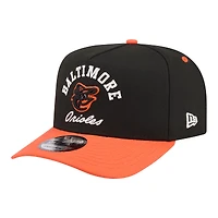 Men's New Era Black/Orange Baltimore Orioles Arched A-Frame 9FIFTY Adjustable Hat