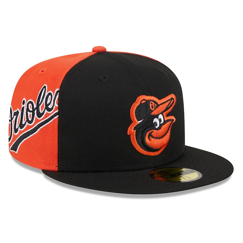 Casquette ajustée 59FIFTY New Era pour hommes, noir/orange, Baltimore Orioles Gameday Sideswipe
