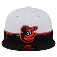 Casquette ajustée 59FIFTY Paint Stroke des Baltimore Orioles de New Era pour homme, noire et blanche
