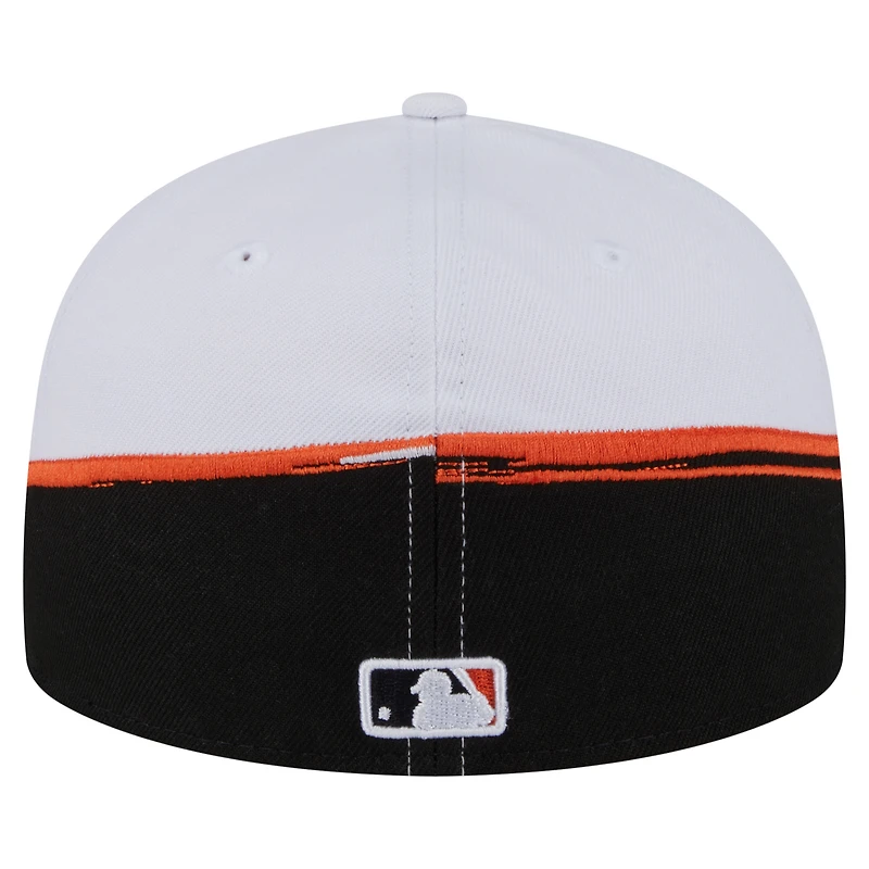Casquette ajustée 59FIFTY Paint Stroke des Baltimore Orioles de New Era pour homme, noire et blanche