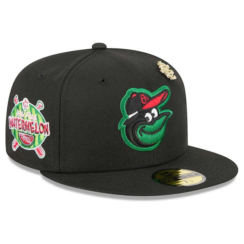 Casquette ajustée New Era 59FIFTY noire des Baltimore Orioles 2025 Big League pour homme