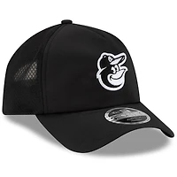 Men's New Era Baltimore Orioles 2026 Batting Practice Apex 9FORTY Adjustable Trucker Hat