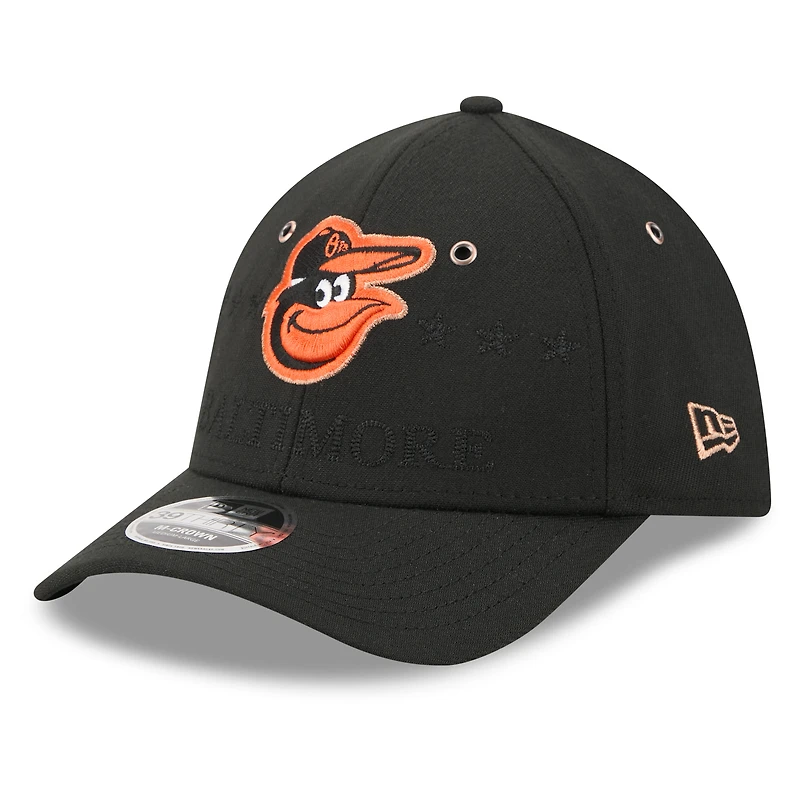 Casquette New Era noire pour homme, modèle 39THIRTY Flex, édition spéciale Baltimore Orioles, match des étoiles de la MLB 2026