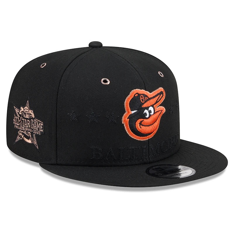 Casquette snapback New Era noire pour homme, Baltimore Orioles, match des étoiles de la MLB 2026, 9FIFTY