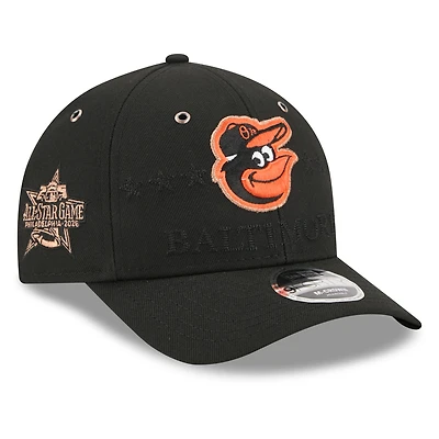 Casquette ajustable New Era noire pour homme, Baltimore Orioles, match des étoiles de la MLB 2026, modèle 9FORTY