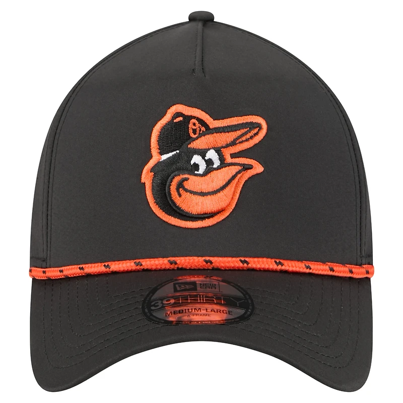 Men's New Era  Black Baltimore Orioles 39THIRTY A-Frame Perforated Flex Hat