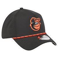 Men's New Era  Black Baltimore Orioles 39THIRTY A-Frame Perforated Flex Hat