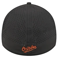 Men's New Era  Black Baltimore Orioles 39THIRTY A-Frame Perforated Flex Hat