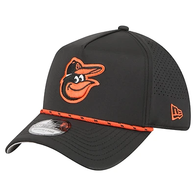 Men's New Era  Black Baltimore Orioles 39THIRTY A-Frame Perforated Flex Hat