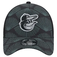 Men's New Era  Black Baltimore Orioles 9FORTY A-Frame Trucker Adjustable Hat