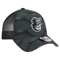 Men's New Era  Black Baltimore Orioles 9FORTY A-Frame Trucker Adjustable Hat