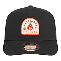 Men's New Era Black Baltimore Orioles Alternate Logo Contest 9SEVENTY Adjustable Trucker Hat